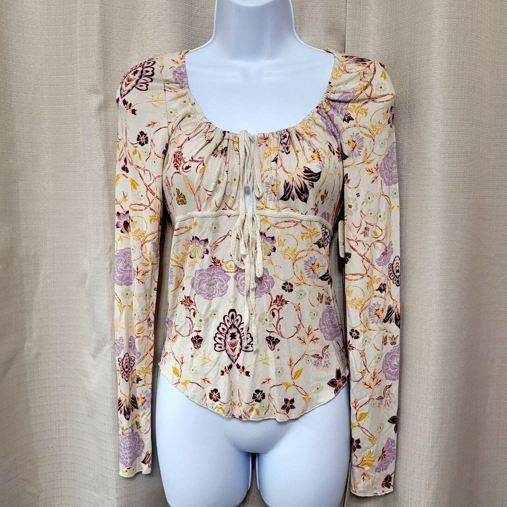 Free People Make It Easy Fitted Top Women's Size S Floral What's Your Shade NWT